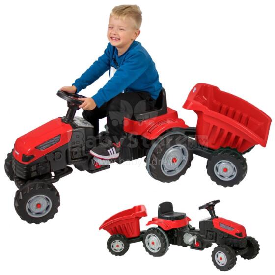 WOOPIE Pedal Tractor Farmer GoTrac MAXI with Trailer Silent Wheels