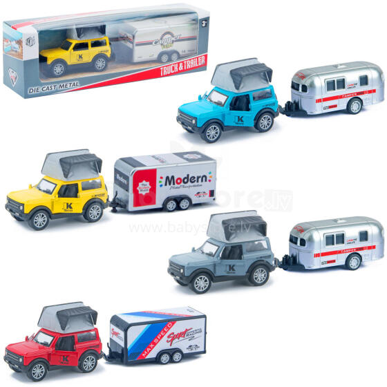 AUTO TERENOWE PULL BACK Z PRZYCZEPĄ