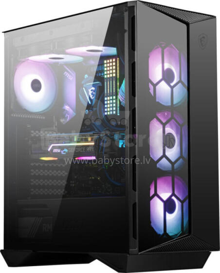 Корпус игрового компьютера MSI MPG GUNGNIR 110R Mid Tower, черный, USB 3.2 Gen2 Type C, 4x 120-мм вентилятора ARGB, Mystic Light Sync, плата управления от 1 до 6 ARGB, 2 панели из закаленного