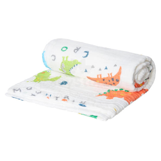 AKUKU A0685 Blanket / Swaddle / Muslin Towel 110x105 cm Dinosaurs