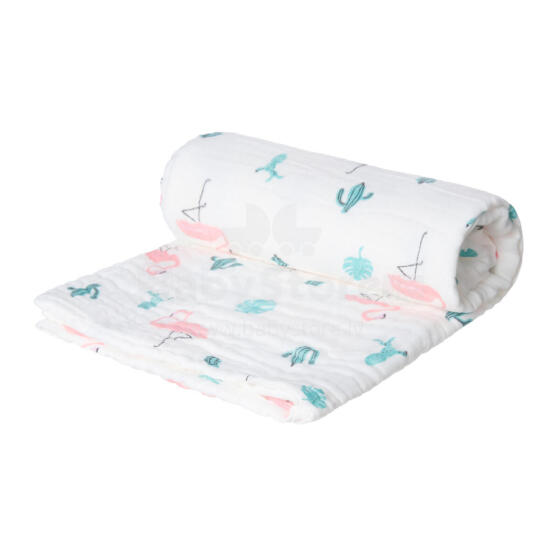 AKUKU A0686 Blanket / Swaddle / Muslin Towel 110x105 cm Flamingos