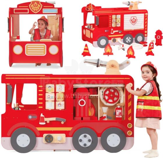 VIGA Large Wooden Fire Truck Montessori Playground