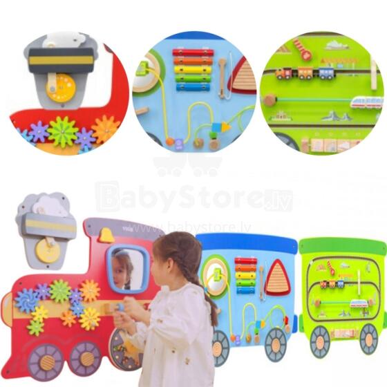VIGA Wooden Sensory-Manipulative Board EDU Train