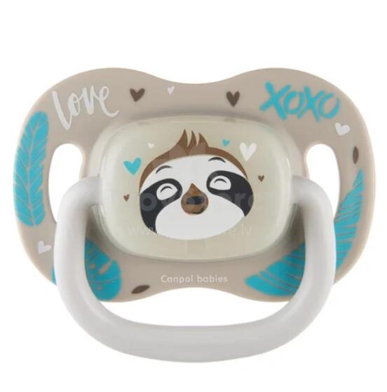 CANPOL 34/935 Silicone Soothing Pacifier 18m+ Round EXOTIC ANIMALS Sloth