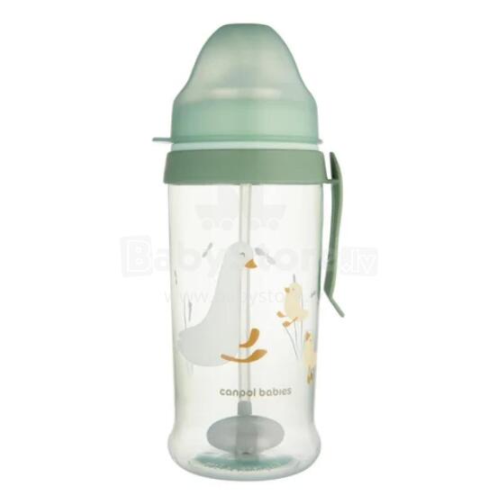 CANPOL 56/510_gre No-Spill Bottle with Straw and Weight 350ml GOOSE