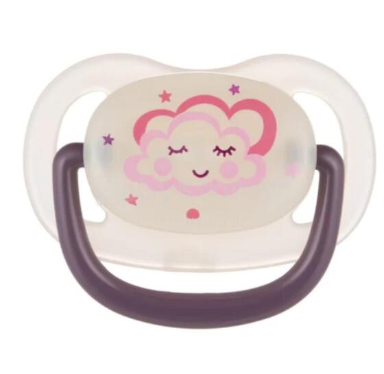 CANPOL 22/501_pin new Soothing Pacifier Silicone 6-18m Anatomical NIGHT DREAMS Pink