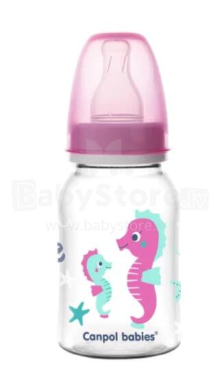 CANPOL 59/300 Narrow Bottle 120ml PP LOVE&SEA Pink