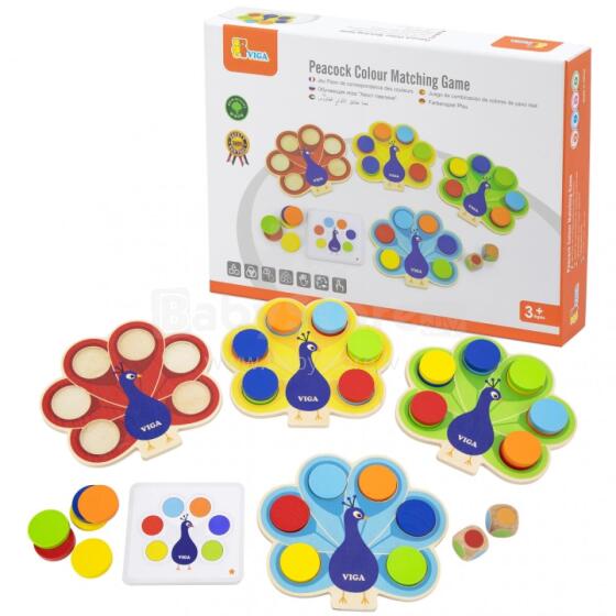VIGA Koka Spēle Saskaņo Krāsas Pīle Asti Montessori + Kartes