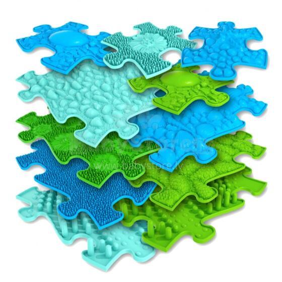 WOOPIE Sensory Orthopedic Mat Puzzle 11 pcs - Color Blue/Green