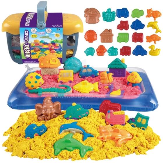 WOOPIE Kinetic Sand 0.8 kg Set in a Basket with Molds + Sandbox