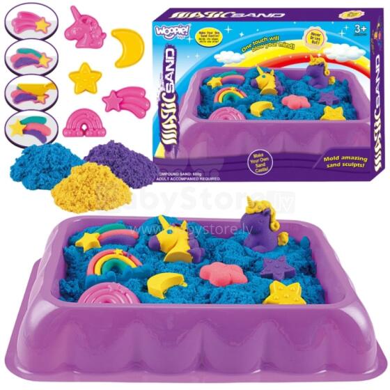 WOOPIE Kinetic Sand Unicorn Set 0.6 kg Table with Molds