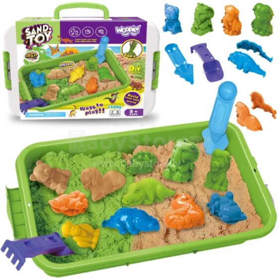 WOOPIE Kinetic Sand 1.5 kg XXL ZOO Safari Set with Molds