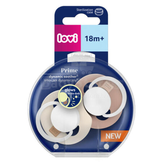 LOVI 34/438 Dynamic Silicone Pacifier Prime 18+m 2 pcs Ivory Glow/Blush Glow