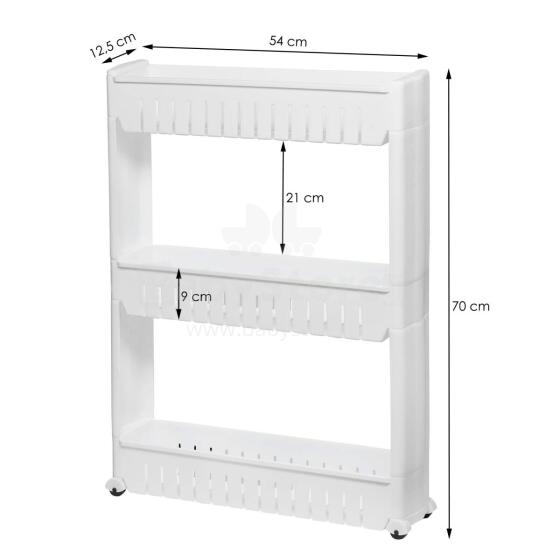 Mobile Cabinet on Wheels – 3‑Shelf Storage Cart Springos HA1010