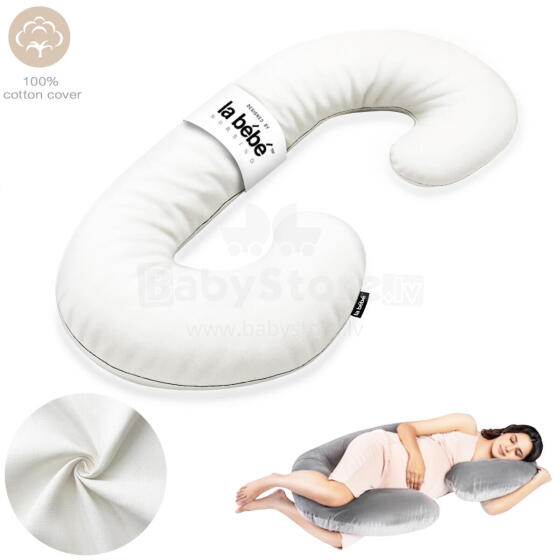 La Bebe™ Maternity Pillow Cotton Sì -Duo Art.256000 White Kokvilna audums. Daudzfunkcionāls spilvens/pakavs grūtniecēm, ar memory foam