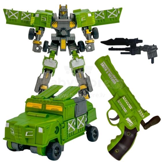 WOOPIE 3-in-1 Set Transforming Robot Combat Vehicle and Dart Launcher Green
