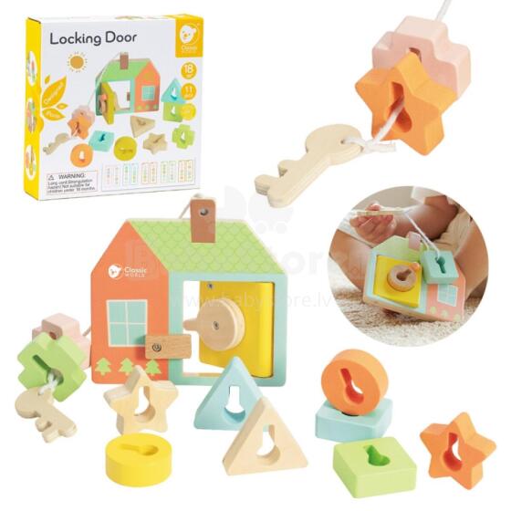 CLASSIC WORLD Wooden Lacing Toy Keys and Doors MONTESSORI 11 pcs.