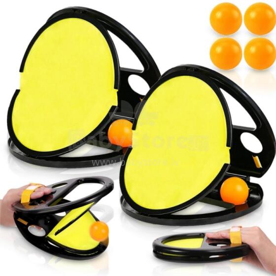 WOOPIE Catch Ball Skill Game Throw and Catch Set for Two 2x Paddles + 4 Balls