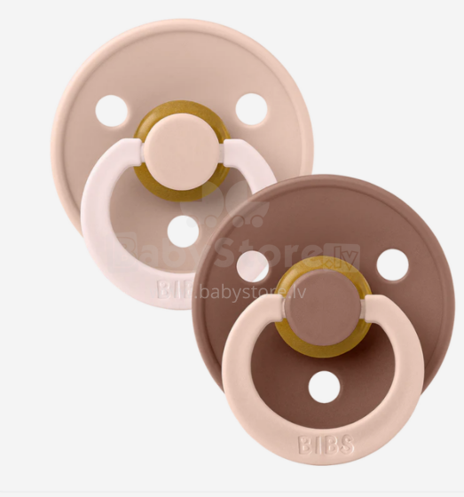 Bibs Studio Colour Round Art.257316 Woodhuck Pacifier, 100% natural  18+  (2pcs)