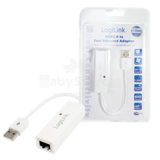Logilink Fast Ethernet USB 2.0 to RJ45 Adapter: RJ-45, USB