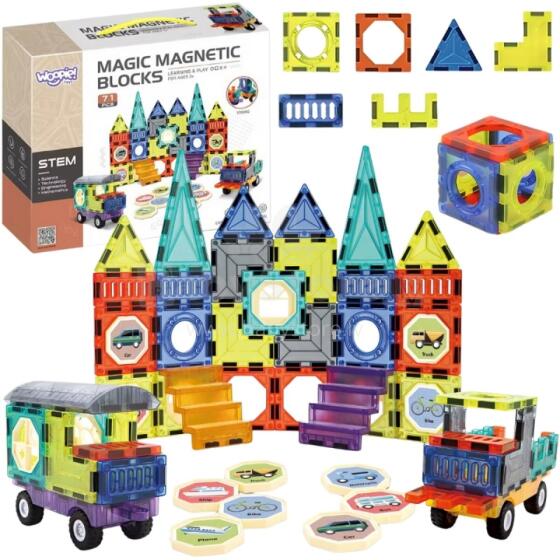 WOOPIE Magnetic 3D Building Blocks Set Castle Vehicles 71pcs