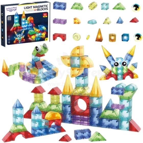 WOOPIE Magnetic Construction Blocks 3D Cubes Educational Set 63 pcs