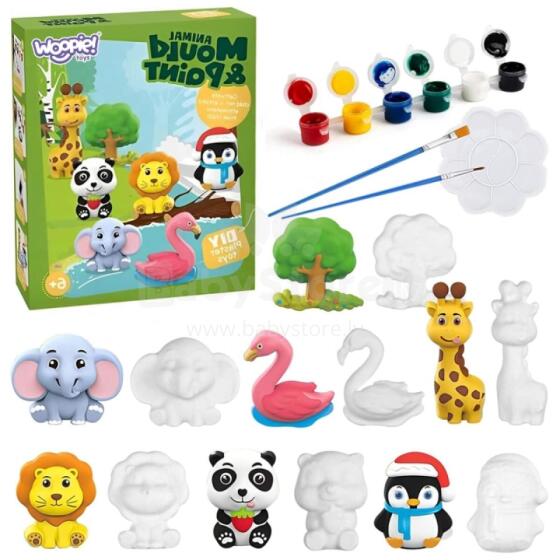 WOOPIE Creative Set with Paints DIY Make Plaster Casts Figurines and Paint - Animal Set