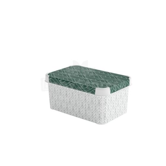 Box with lid Deco Stockholm S 29.5x19.5x13.5cm Green Leaves