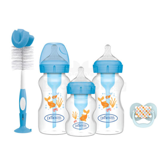 DR.BROWN’S Options+ bottle set with wide neck for newborns, blue