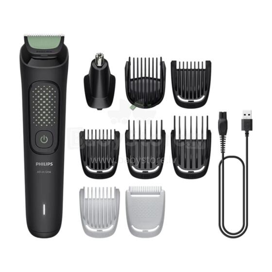 PHILIPS Multigroom series 3000 trimmeris (9-in-1), melns ar zaļu