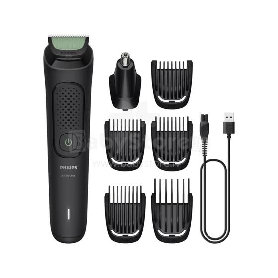 PHILIPS Multigroom series 3000 trimmeris (7-in-1), melns ar zaļu
