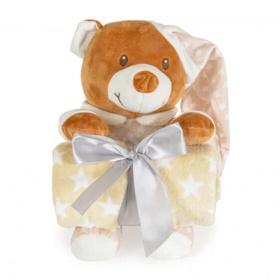 Mini Baby Addie Bear Set Art.257593 Beige Bērnu pledinš 90x75cm+mīksta mantiņa Lācis 24cm