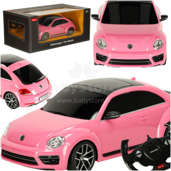 Ikonka Art.KX3535 RC auto 1:14 Volkswagen Beetle rozā krāsā