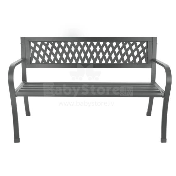 Ornamental garden bench with backrest, park bench for terrace and balcony, metal construction, graphite