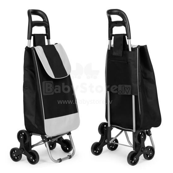 Shopping Trolley Bag 25 Litres with 6 Wheels and Metal Frame Black ModernHome