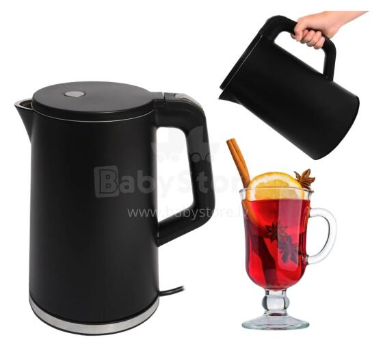 Cordless Electric Travel Kettle 1500W 1.7L Rotating Base Black