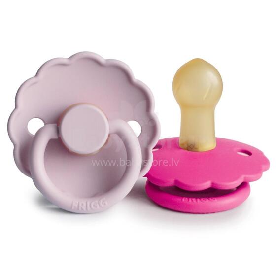 Frigg Daisy Round Latex Art.101249 Soft Lilac/Fuchsia Apaļš māneklītis (knupītis) no 100% naturāla kaučuka no 0-6 mēn. (2 gb.)