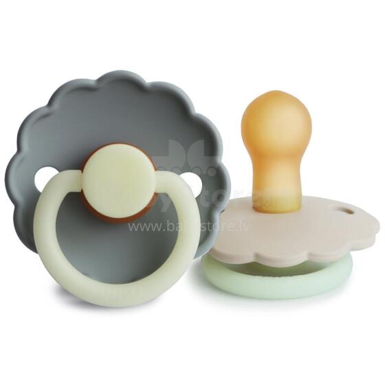 Frigg Daisy Round Latex Night Art.76221537 Cream/ French Gray Pacifier (nipple) made of 100% natural rubber 0-6 months (2 pcs.)