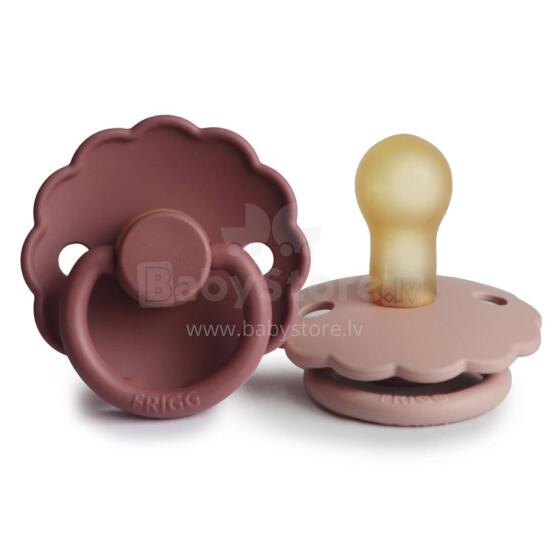 Frigg Daisy Round Latex Art.76221028 Blush/Woodchuck  Pacifier (nipple) made of 100% natural rubber 0-6 months (2 pcs.)