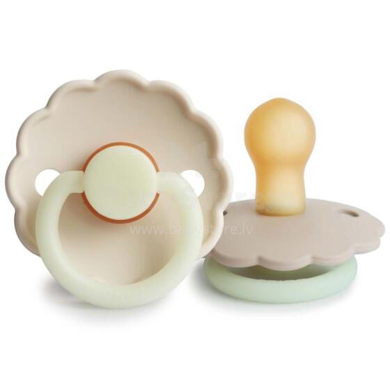 Frigg Daisy Round Latex Night Art.76221481 Cream night/Croissant  Pacifier (nipple) made of 100% natural rubber 0-6 months (2 pcs.)