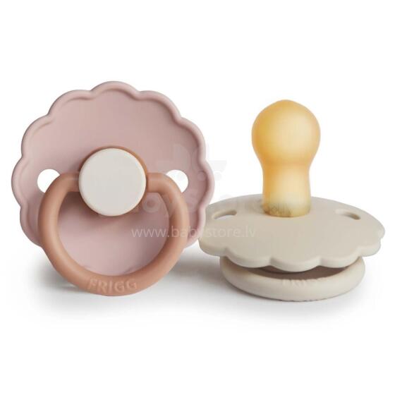 Frigg Daisy Round Latex Art.76221484 Biscuit/Cream  Pacifier (nipple) made of 100% natural rubber 0-6 months (2 pcs.)
