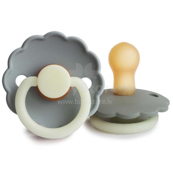 Frigg Daisy Round Latex Night Art.76221480 French gray night/Portobello  Pacifier (nipple) made of 100% natural rubber 0-6 months (2 pcs.)