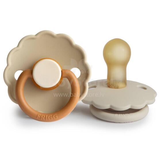 Frigg Daisy Round Latex Art.100463 Baby Desert/Cream Pacifier (nipple) made of 100% natural rubber 6-18 months (2 pcs.)