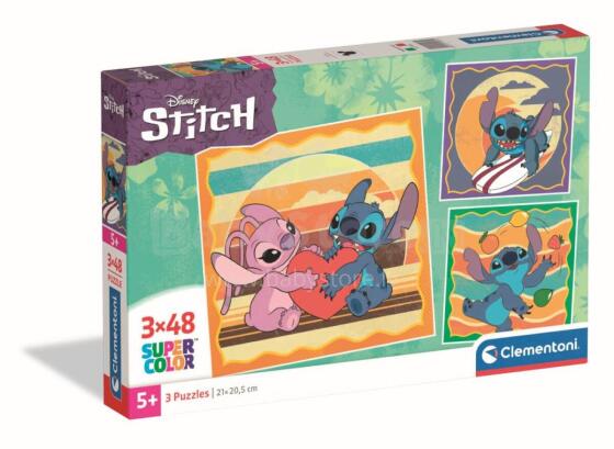 CLEMENTONI puzle Disney Stitch, 3x48 gab., 25062