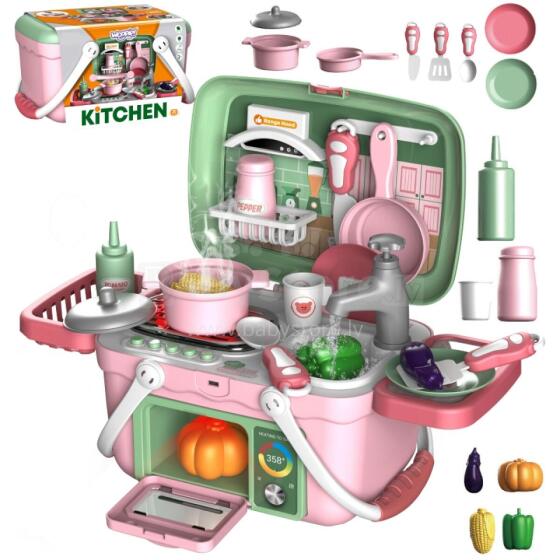 WOOPIE Little Chef Set 2in1 Portable Kitchen in a Basket 30 pcs