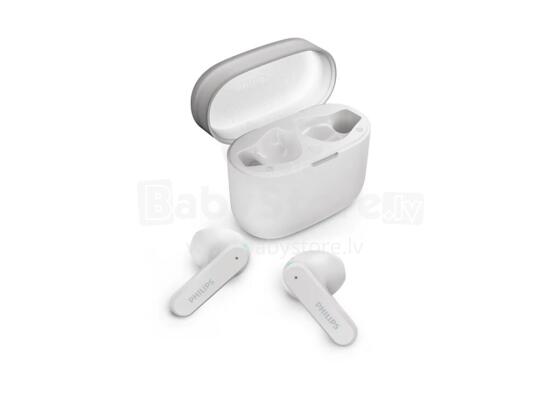 PHILIPS in-ear true bezvadu austiņas ar portatīvo uzlādes ietvaru, baltas
