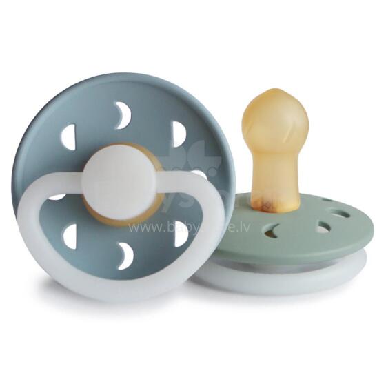 Frigg Moon Phase Round Latex Night Art.100177 Stone Blue Night/Sage Night Pacifier (nipple) made of 100% natural rubber 0-6 months (2 pcs.)