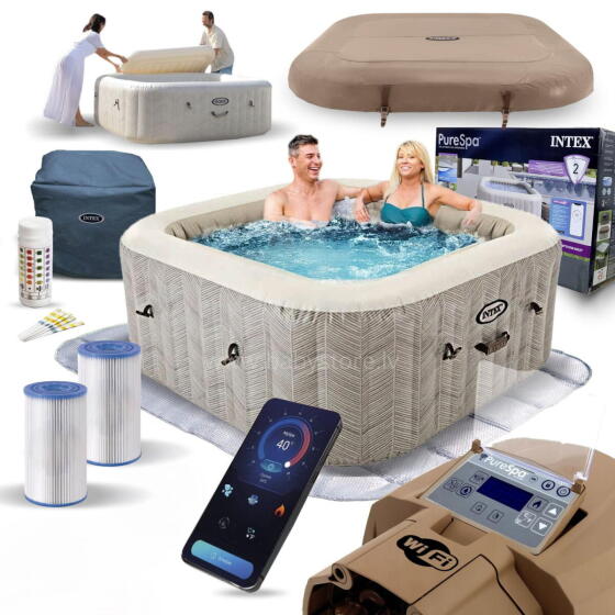 Inflatable Square SPA Pool with Hydromassage 4 Persons 175x71 cm Premium Accessories INTEX 28446