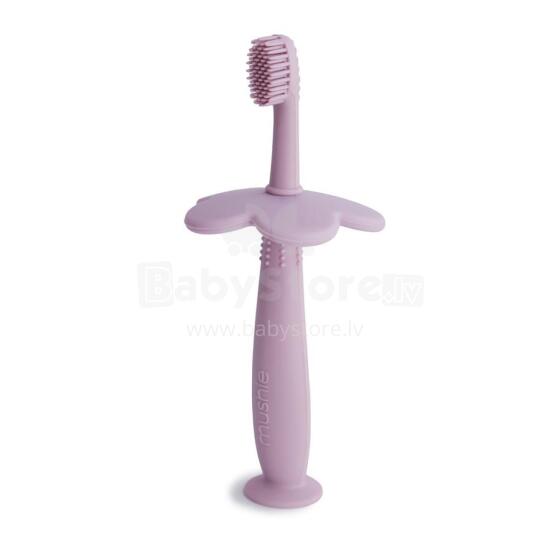 Mushie Flower Toothbrush  Art.2530442 Soft Lilac first silicone toothbrush