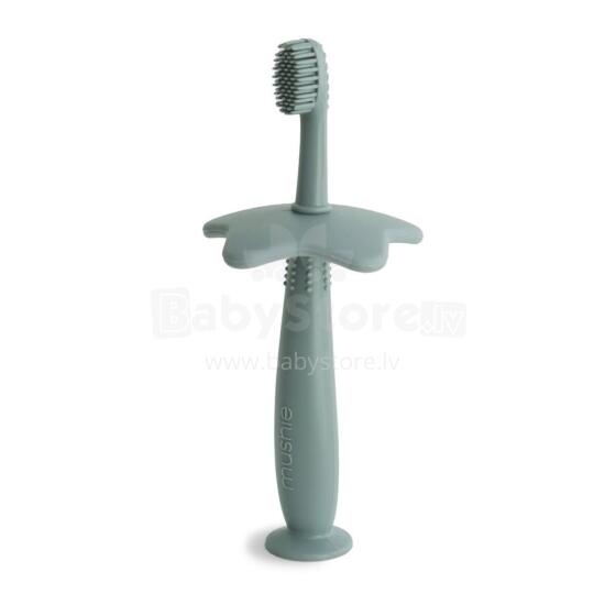Mushie Flower Toothbrush  Art.2540031 Cambridge Blue first silicone toothbrush